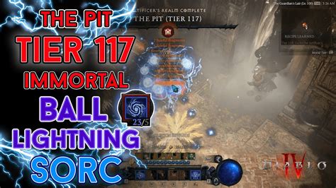 Diablo The Pit Tier Immortal Ball Lightning Sorcerer Clear