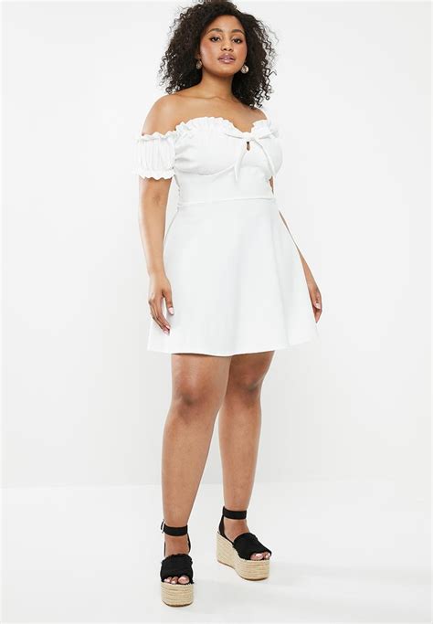 Curve Milkmaid Skater Dress White Missguided Dresses