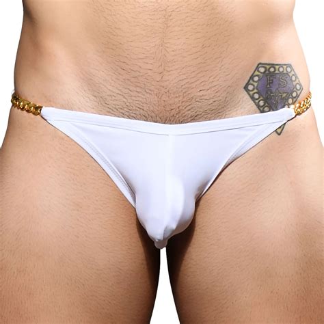 Andrew Christian Slip De Bain Bikini Almost Naked Unleashed Chain Blanc