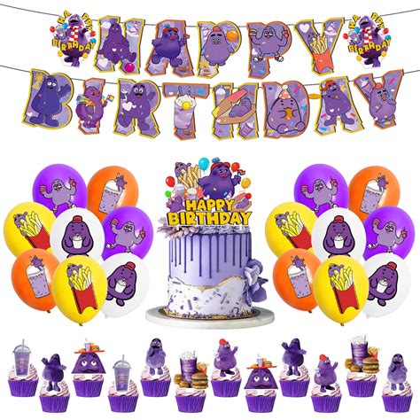 Buy Mcdonalds Grimace Birthday Decorations Grimace Shake Party Supplies ...