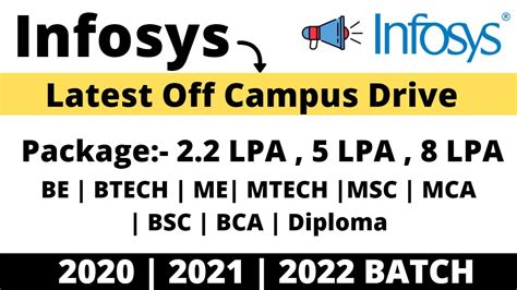 Infosys Off Campus Drive 2020 2021 2022 BATCH Eligible Many