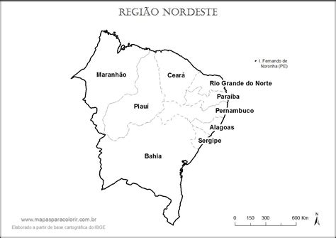 Mapa Do Nordeste Para Colorir