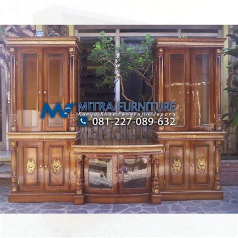 Jual Buffet Lemari Tv Jati Minimalis Warna Natural Harga Murah Kualitas