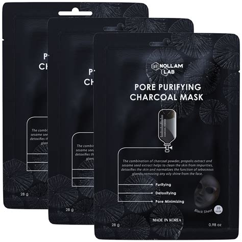 Уход за лицом NOLLAM LAB Набор корейских угольных тканевых масок для ...