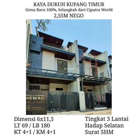 Jual Rumah Baru Luas 180 69 Raya Dukuh Kupang Timur Harga Nego SHM