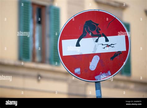 Street Artwork By Artist French Artist Clet Abraham In Florence Italy