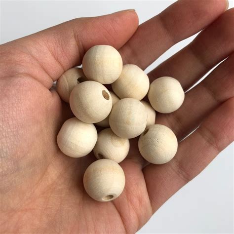 16mm Natural Unpainted Unfinished Wood Bead 25x Pieces Beige Etsy