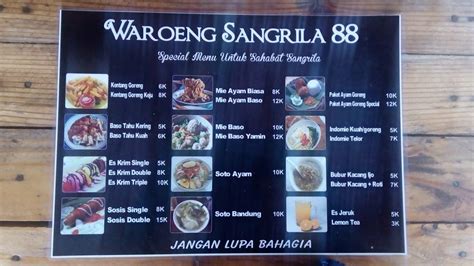 Menu At Waroeng Sangrila 88 Cafe Bandung