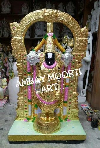 Plain Hindu Inch Black Marble Tirupati Balaji Statue For Temple At