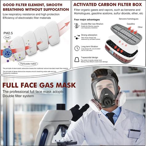 Full Face Gas Mask Reusable Respirator Gas Masks Survival Nuclear And