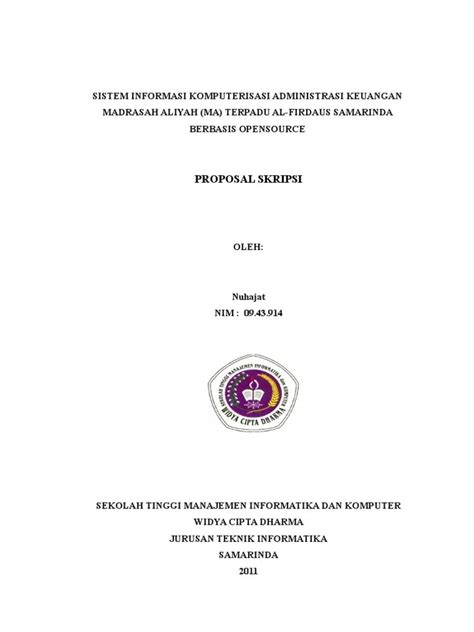 Contoh Proposal Skripsi Teknik Informatika 2018 Satu Trik