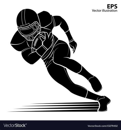 American Football Player Running With The Ball Silhouette Vector