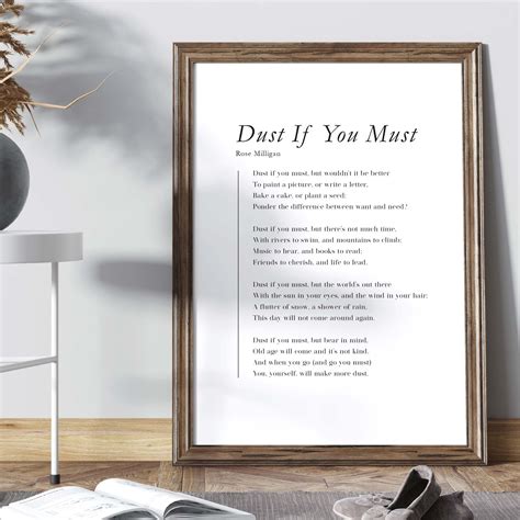 Dust If You Must Rose Milligan Poem Nature Living Life Etsy