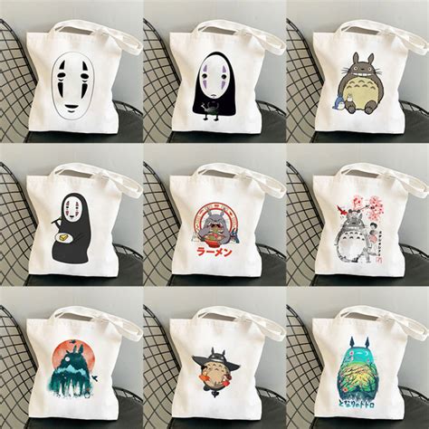 No Face Man Studio Ghibli Totoro Shopper Shopping Bag Anime Bag Cotton