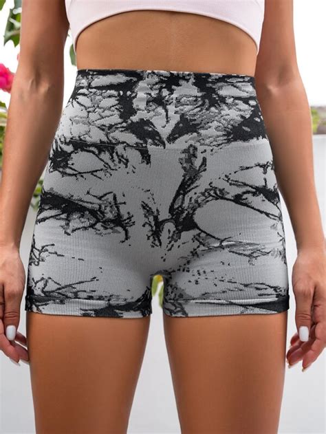 Yoga Trendy Shorts Biker Deportivos De Tie Dye De Moldeador Cadera De