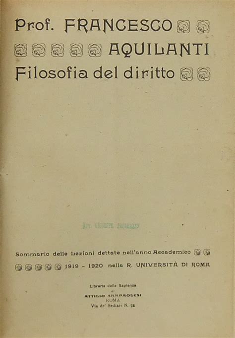 Filosofia Del Diritto Sommario Delle Lezioni Dettate Nell Anno