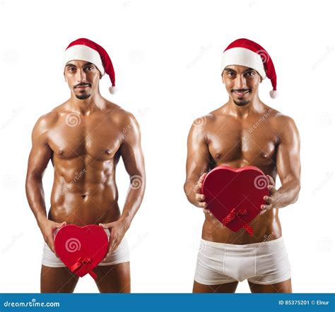 The Nude Santa Isolated On White Stock Image Image Of Montage Christmas