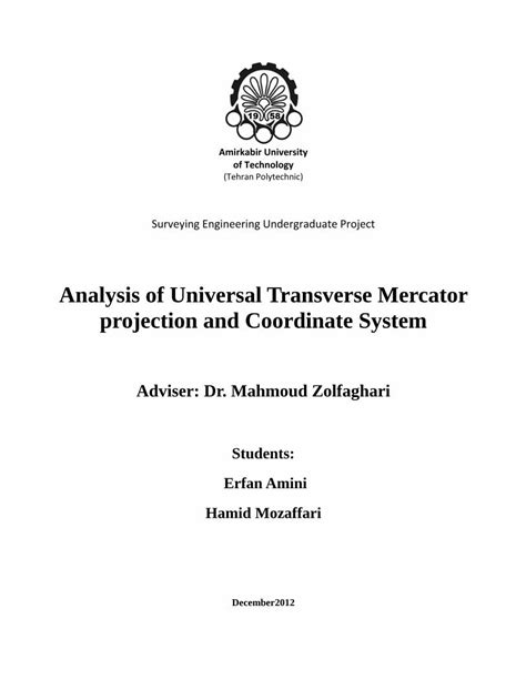 Pdf Analysis Of Universal Transverse Mercator Projection And Amini