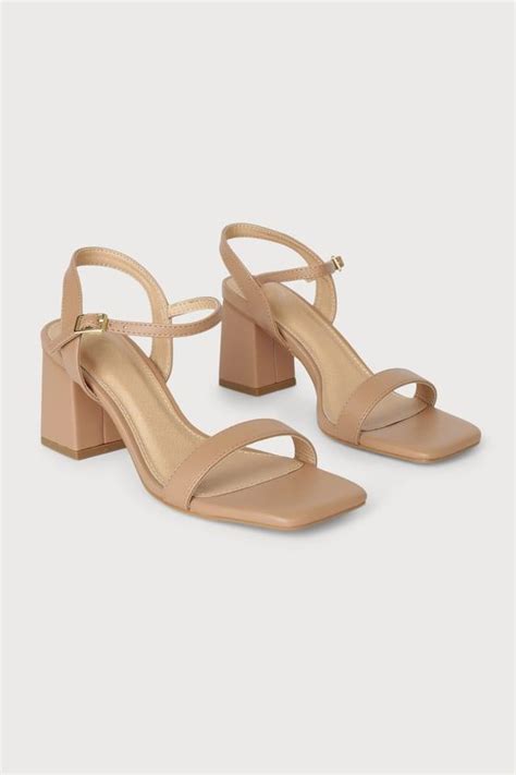 Jennah Light Nude Ankle Strap High Heel Sandals Bridesmaids Heels