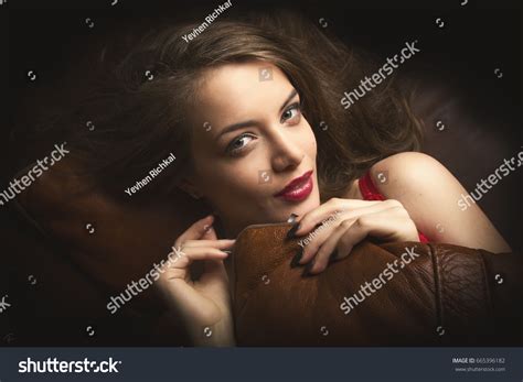 Fashion Beauty Model Red Lingerie Studio Stock Photo 665396182 Shutterstock