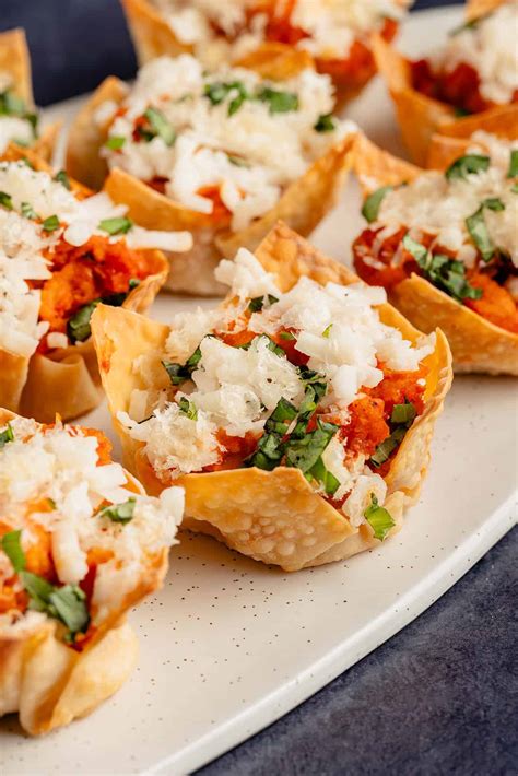 Vegan Chicken Parmesan Wonton Cups Sweet Simple Vegan