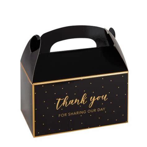 Black And Gold Thank You Party Favor Gable Boxes For Wedding Birthday