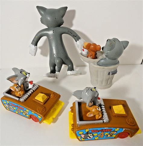 Tom And Jerry Show Vintage Rubber Tom Tom And Jerry In Trash Can And Mousetrap Cars 4647363279