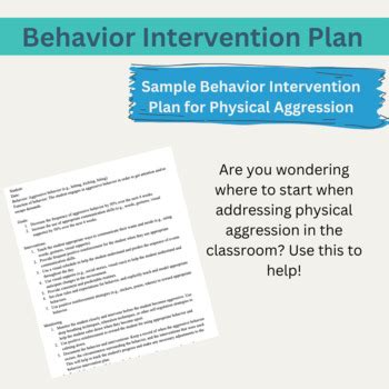 Sample Behavior Intervention Plan (BIP) for Physical Aggression | TPT