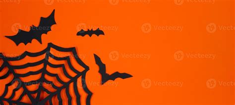 Happy Halloween. Paper bats on orange background. 13352767 Stock Photo ...