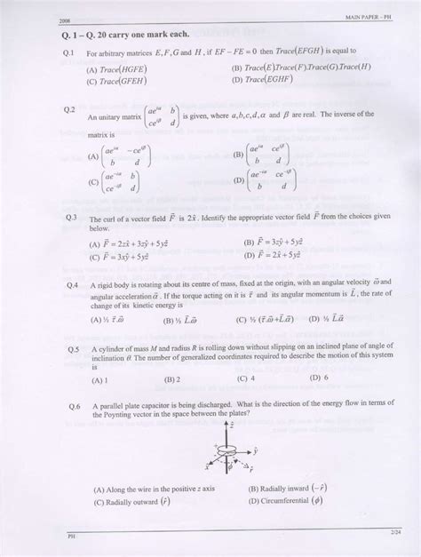 Gate 2008 Physics Ph Question Paper With Answer Key Indcareer Docs