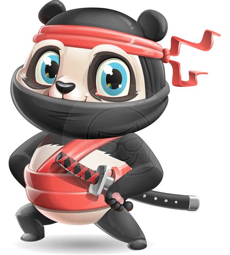 Ninja Panda Vector Cartoon Character - 112 Illustrations | GraphicMama