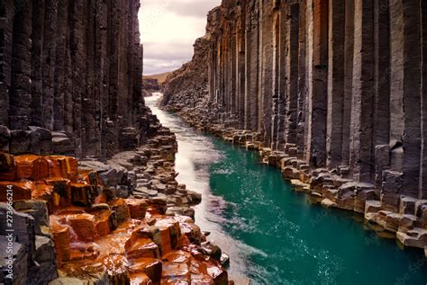 Studlagil basalt canyon, Iceland Stock Photo | Adobe Stock