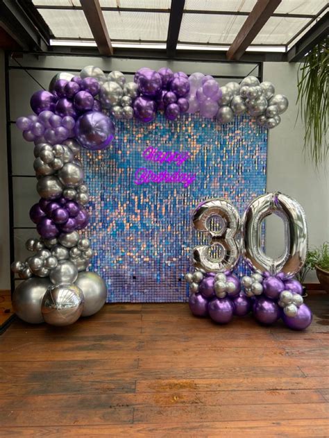 Morado Y Plata Decoraci N De Cumplea Os P Rpura Globos Cumplea Os