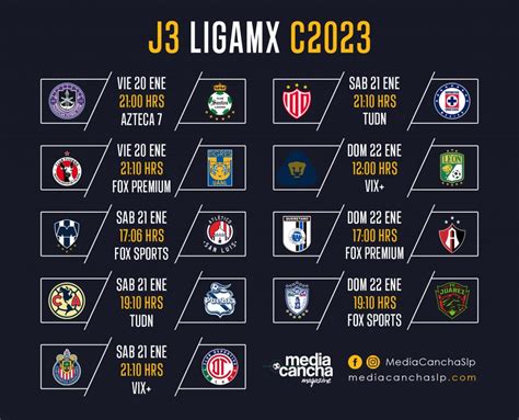 Calendario Jornada Liga Mx C Media Cancha Slp