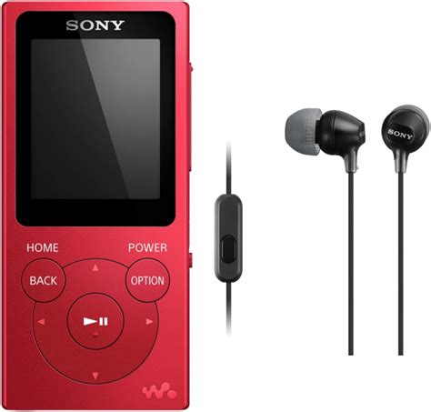Sony NW-E394 8GB Walkman Audio Player (Red) with Sony MDR-EX15AP ...