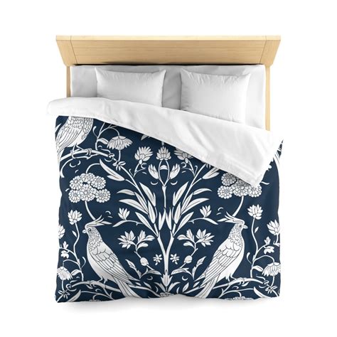 Large Scale William Morris Pattern White And Navy Inspired By