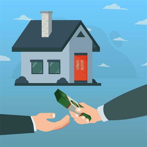 Buying house, hand holding the money to give to house owners vector ...