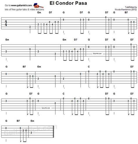 El Condor Pasa Guitar Chords