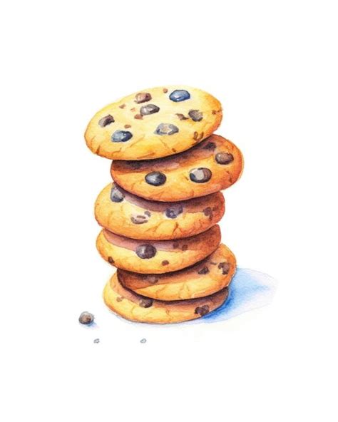 Ilustración acuarela de galletas con chispas de chocolate Foto Premium