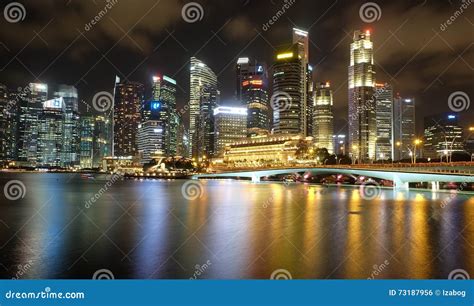 Singapore Panoramic Night View Editorial Photo Image Of Business