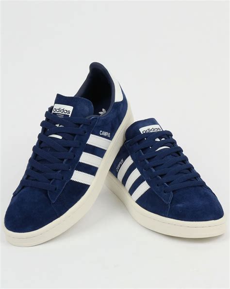 Adidas Campus Trainers Dark Blue White Navy Nubuck Suede Shoes Originals