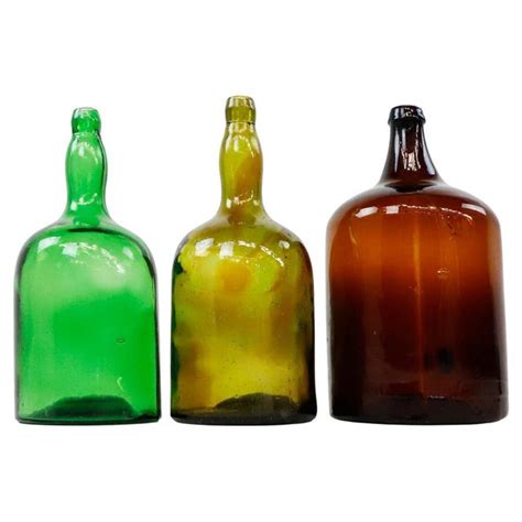 Antique Handmade Glass Bottles Set Of 3 Chairish