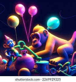 3d Image Monkey Playing Toys AI-generated image 2269929225 | Shutterstock