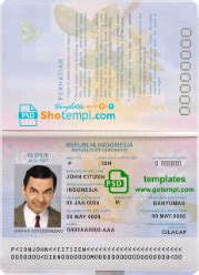 Indonesia passport template in PSD format, fully editable, with all ...