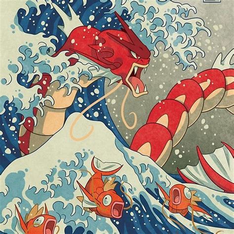 The Great Wave Off Kanto Shiny Version By Missy Pena Anime Gyrados