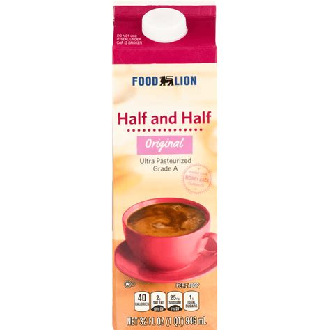 Food Lion Milk Half Half Ultra Pasteurized Original 32 Fl Oz