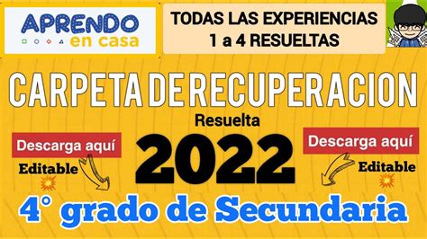 Carpeta De Recuperacion To Secundaria Resuelto Experiencia