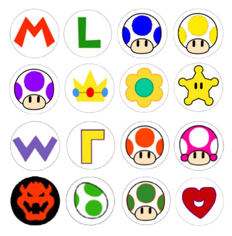 Super Mario All 16 Character Emblems By Joshuat1306 On Deviantart