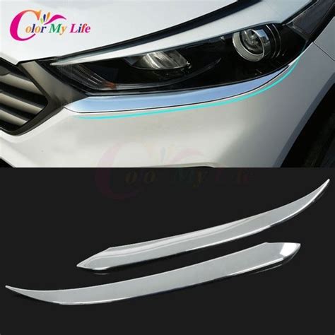 2pcs Set Abs Car Headlight Sticker Auto Accessories Front Headlight Trim Cover For Hyundai New