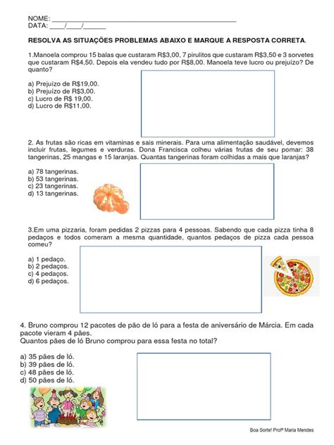 Resolva Os Problemas 3 Ano - atividades problemas 3 ANO fundamental | PDF